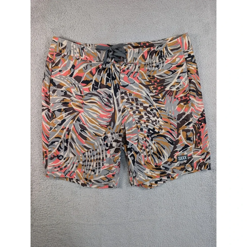 Saxx Men's Multicolor Tropical Print Swim Board Shorts